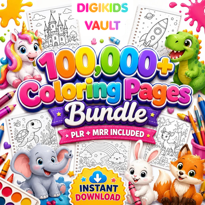 + 100,000 Kids Coloring Pages | Over 100 books for kids and adults, mega pack printable, instant download