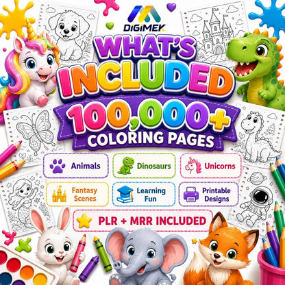 + 100,000 Kids Coloring Pages | Over 100 books for kids and adults, mega pack printable, instant download