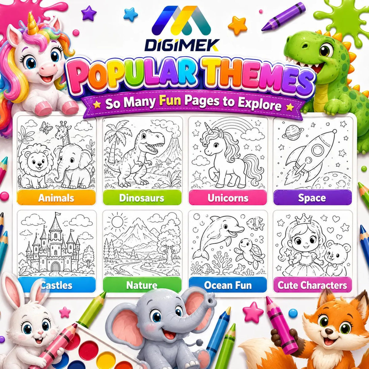 + 100,000 Kids Coloring Pages | Over 100 books for kids and adults, mega pack printable, instant download