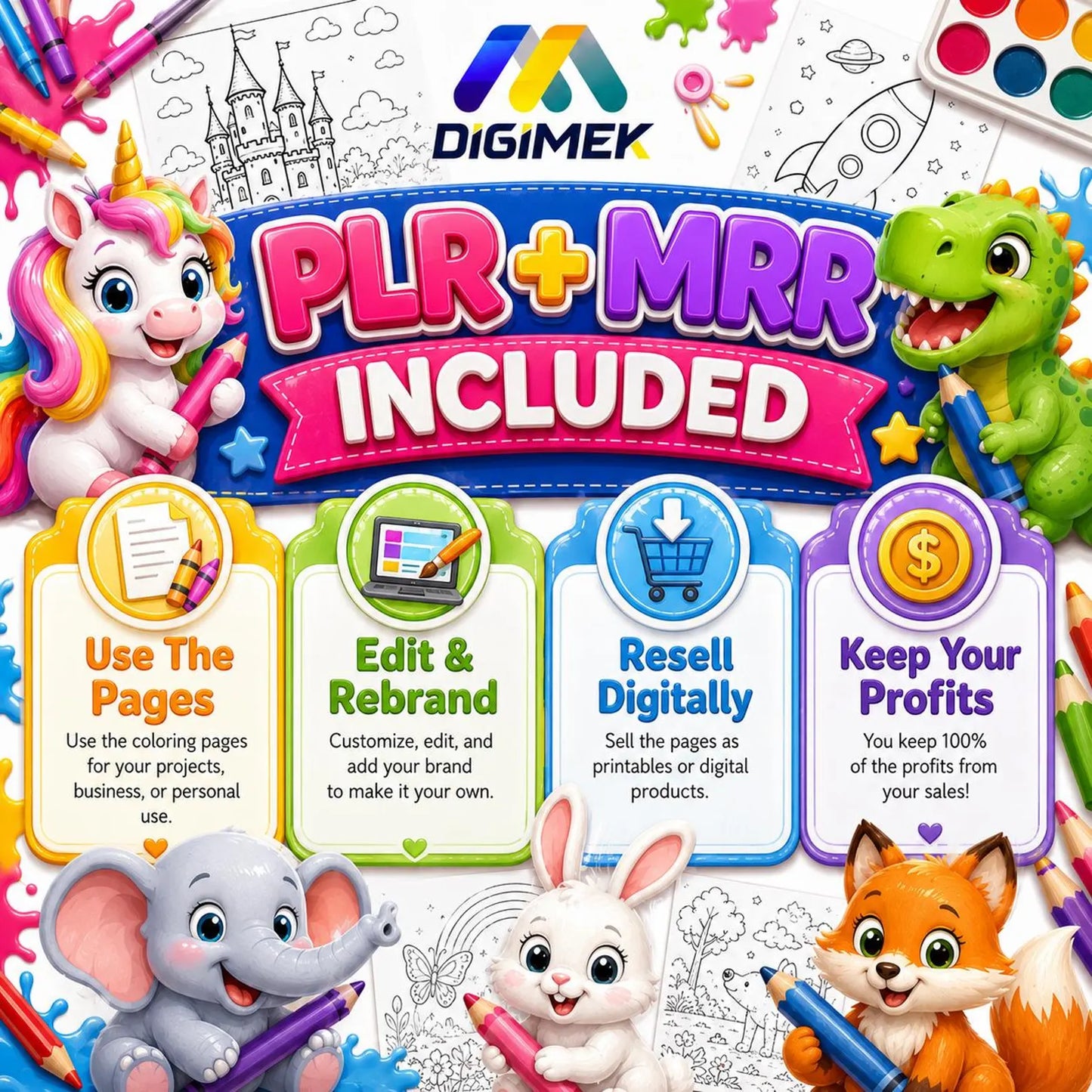+ 100,000 Kids Coloring Pages | Over 100 books for kids and adults, mega pack printable, instant download